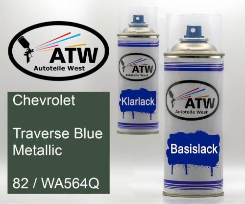 Chevrolet, Traverse Blue Metallic, 82 / WA564Q: 400ml Sprühdose + 400ml Klarlack - Set, von ATW Autoteile West.